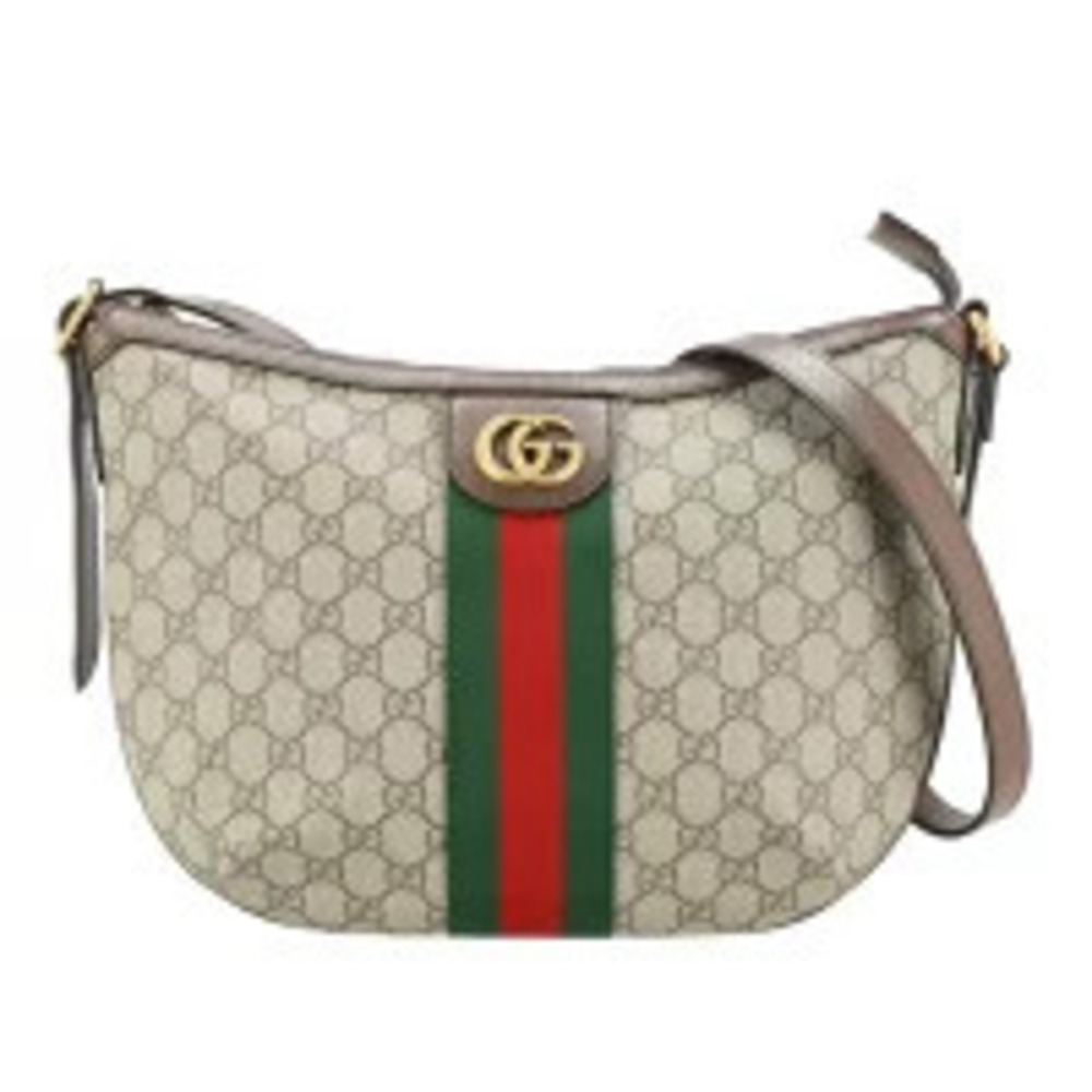 Gucci Ophidia GG Supreme Shoulder Bag Canvas Leather Tan
